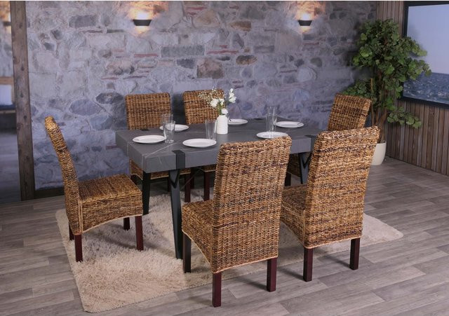 6er-Set Esszimmerstühle Loiret von MCW aus Korbgeflecht in Beige - Bild 1