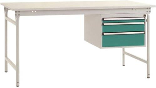 Manuflex BB5281.0001 BASIS stationärer Beistelltisch mit Melamin-Platte und Gehäuse-Unterbau in Grau, B/T/H: 150 x 80 x 78 cm - Bild 1