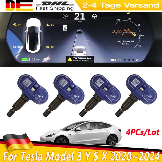 4er Set Bluetooth TPMS Reifendrucksensoren als OEM Ersatz für Tesla Model 3, Model Y, Model S und Model X (Baujahre 2020-2024) - Bild 1