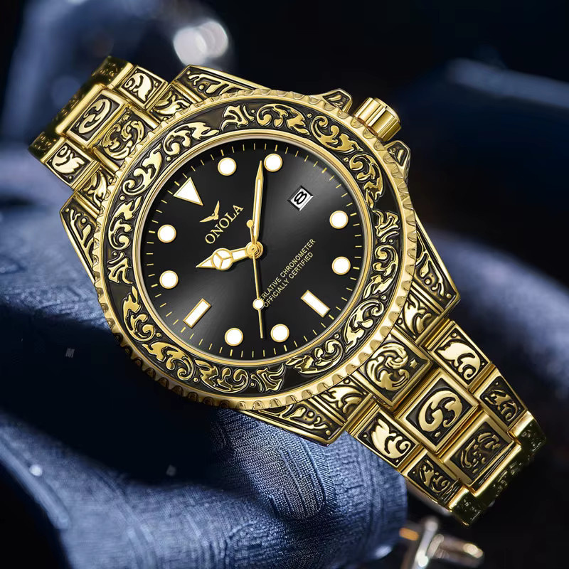 ONOLA Armbanduhr, Edelstahl, Gold, Herren, Analoguhr - Bild 3