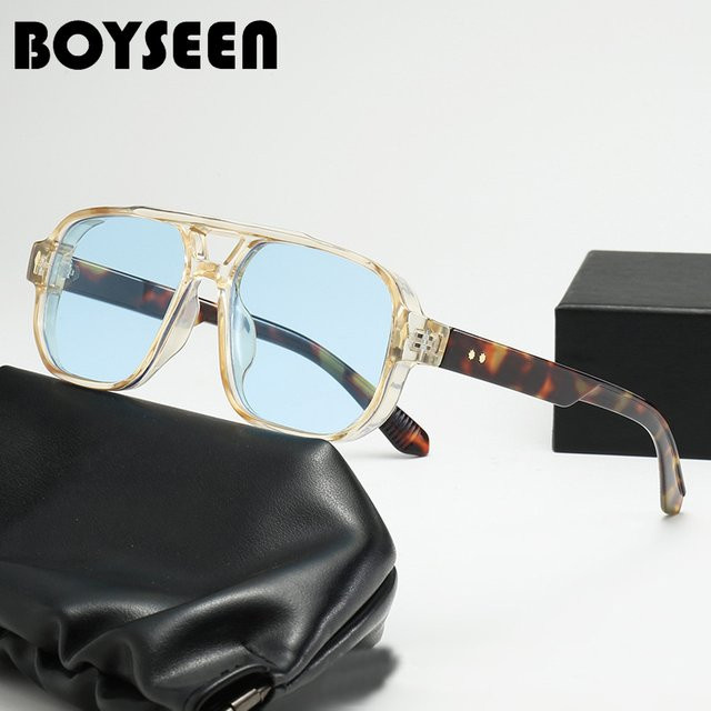 BOYSEEN Sonnenbrille, quadratisch, Vollrand, Kunststoff, Unisex, gelb blau transparent - Bild 1
