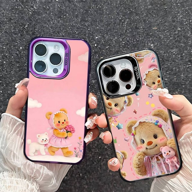Mesuca Kawaii B-Butterbear Handyhülle für iPhone 15 14 13 12 11 Pro Max Plus XR XS 7 8 in Pink - Bild 1