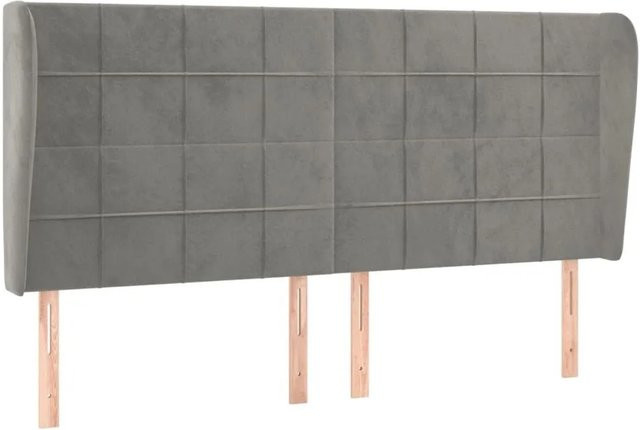 vidaXL Kopfteil mit Ohren in Hellgrau aus Samt, B/T/H: 203 x 23 x 118/128 cm - Bild 1