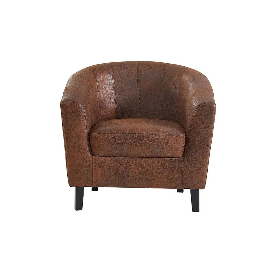 Vente-unique Sessel Cristobal mit gerader Rückenlehne und Armlehnen in Braun aus Microfaser, Höhe: 78 cm - Bild 2