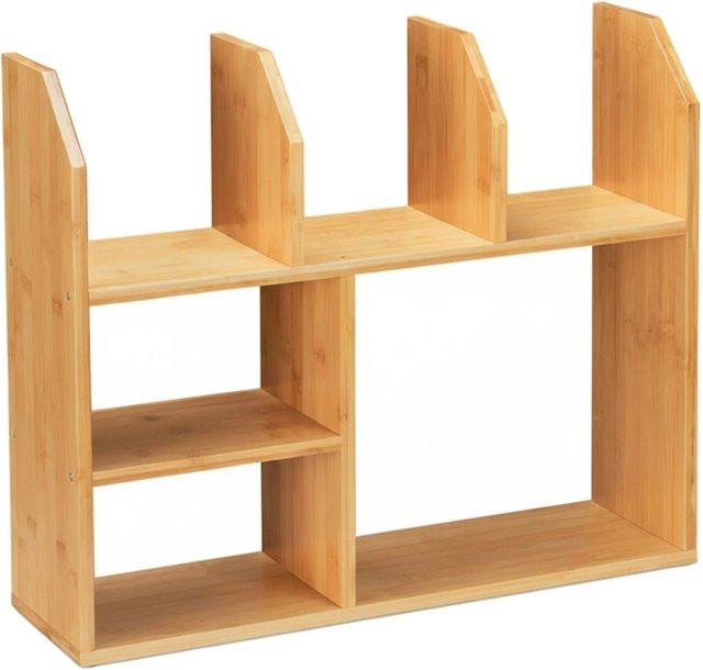 Relaxdays Standregal aus Bambus in Natur mit 6 Fächern, B/H/T: 55 x 45,5 x 16 cm - Bild 1