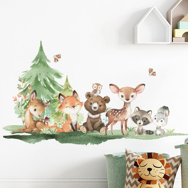 Kingsmile Wandtattoo Set mit Waldtieren Bär Hirsch und Kaninchen zur Dekoration für Kinderzimmer und Babyzimmer - Bild 1