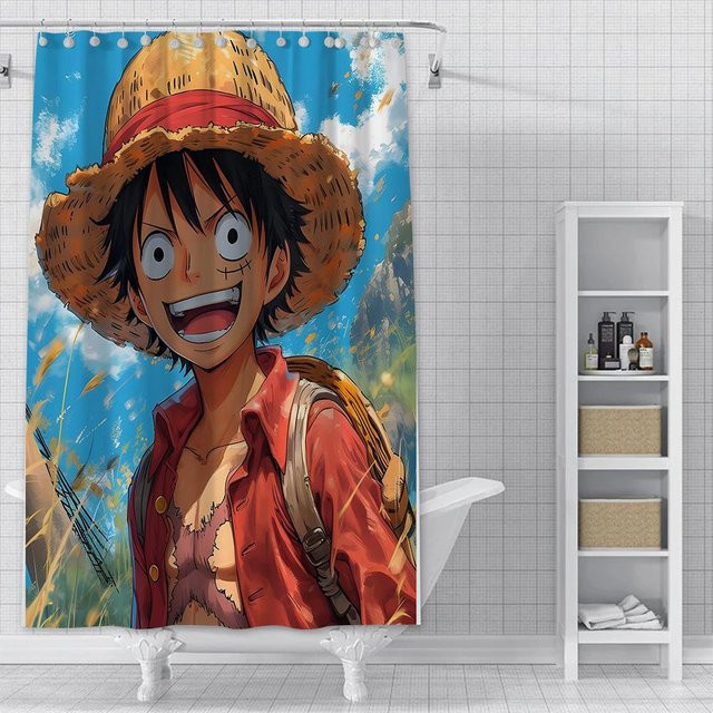 Wasserfester Duschvorhang mit Anime L-Luffy Motiv von Baifenbai Home Furnishing, bunt, Polyester, B/H: 180 x 200 cm - Bild 1
