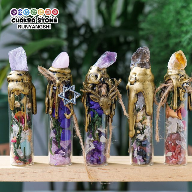 Runyangshi Wunschflasche mit natürlichem Kristall-Edelstein in Multicolor als Dekoration und Kunsthandwerk - Bild 1