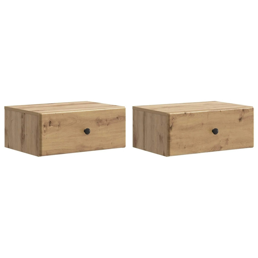 vidaXL Wandmontierter Nachttisch 2er-Set in Artisan-Eiche, B/T/H: 49 x 34,5 x 20 cm - Bild 2