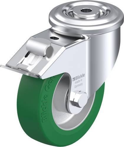 Blickle LKR-ALST 125K-FI Lenkrolle mit Feststeller in Silber und Grün, Rad-Durchmesser: 125 mm, Tragfähigkeit: 350 kg - Bild 1