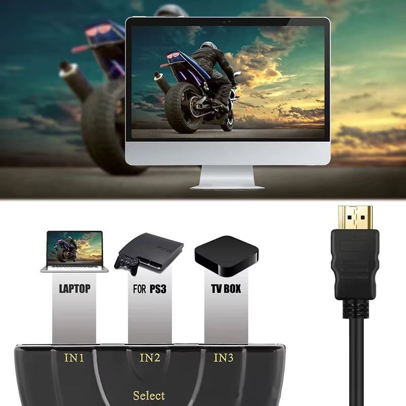 IPUMYNO HDMI Switch 3 in 1 Out 4K HDMI Hub Adapter in Schwarz für PS4, Xbox, DVD-Player und Fire Stick - Bild 3