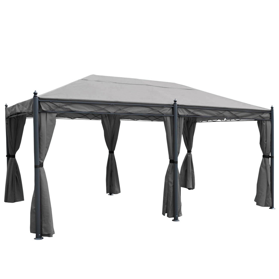 BERLINLODGE Pergola Cadiz Garten Pavillon Grau mit Seitenwand und Moskitonetz, H x B x T: 276 x 300 x 500 cm - Bild 2