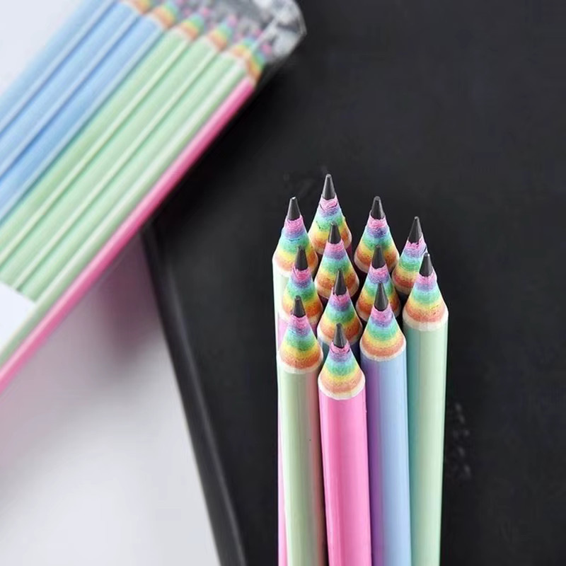 Simplefor Regenbogen Papier Bleistifte HB im 6-8er Set, Mehrfarbig, Umweltfreundliche Schreibwaren für Schule und Kreatives - Bild 2