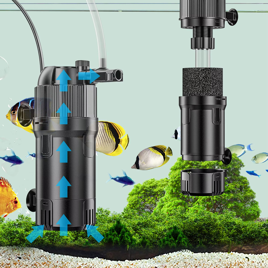 Forever Speed 5-in-1 Aquarium Innenfilter mit UVC Klärer in Schwarz, 3 Watt, 500L/h Durchfluss für 40-120L Aquarien - Bild 8