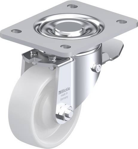 Blickle Lenkrolle LH-PO 100KA-3-ST mit Feststeller, Rad-Durchmesser: 100 mm, Tragfähigkeit: 280 kg, Farbe: Weiß - Bild 1