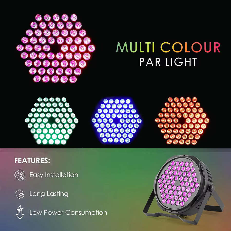 CHEGIT 8er-Pack RGB 3in1 Par-LED Bühnenbeleuchtung mit 60 LEDs, Mehrfarbig, Schwarz, DMX512-Steuerung und Sprachaktivierung für DJ, Party und Konzerte - Bild 2