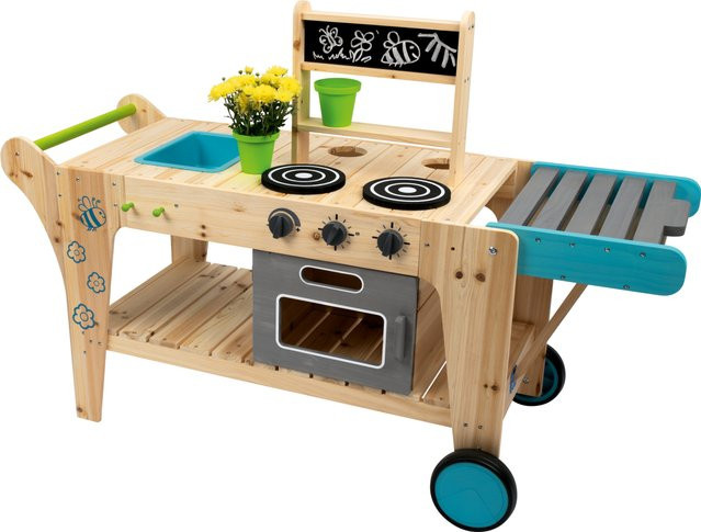 PLAYTIVE Outdoor Matschküche auf Rädern aus lasierter Spießtanne in Mehrfarbig - Bild 1