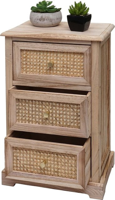 MCW Kommode K87 aus Paulownia Holz mit Rattan-Design in Beige, B/T/H: 63 x 40 x 28 cm - Bild 1