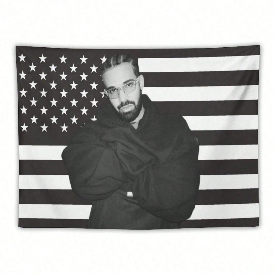 JMG Household Supplies Drake Retro Wandteppich mit amerikanischer Flagge in Schwarz-Weiß, Breite: 40 cm, Höhe: 60 cm - Bild 2