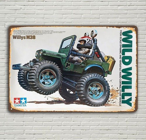 Vintage Tamiya Wild Willy Truck Metallschild Poster aus Aluminium, Mehrfarbig, Breite: 30 cm, Höhe: 20 cm - Bild 1