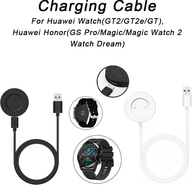 USB-Ladegerät für Huawei Watch GT, GT2, GT2e, GT Sport und Honor Watch Magic, Magic 2, GS Pro in Schwarz - Bild 1