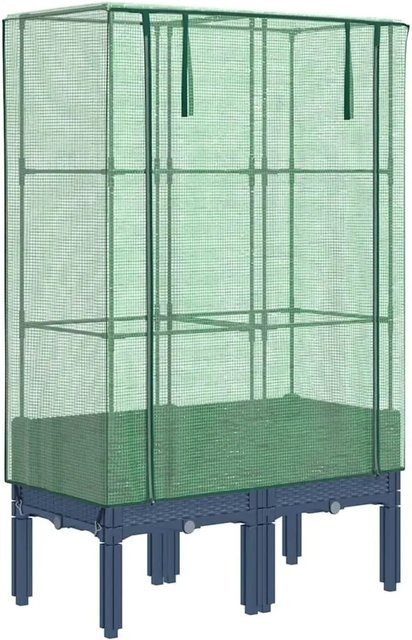 vidaXL Hochbeet mit Gewächshaus-Aufsatz in Rattan-Optik, H x B x T: 140 x 80 x 40 cm - Bild 1