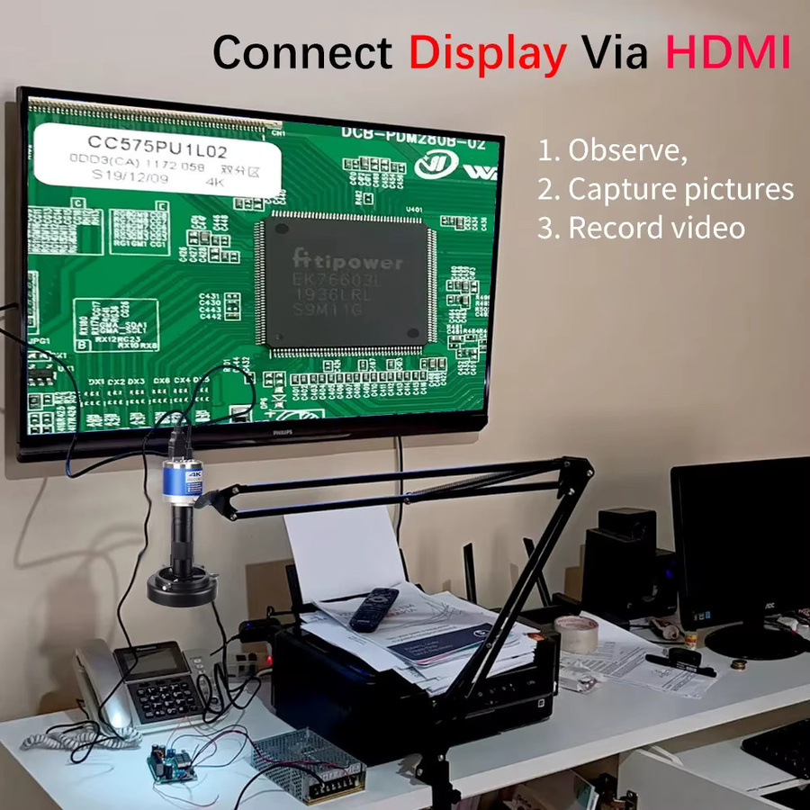 YIZHAN Digitalmikroskop mit 1-150X Zoom, HD 4K 48MP 1080P Industriekamera für Elektronik mit USB-C und HDMI Anschluss - Bild 6
