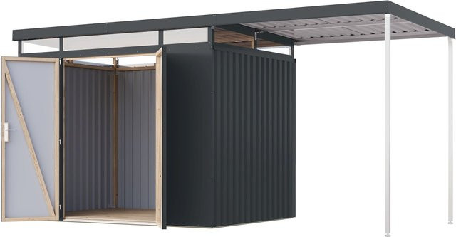Karibu Holztechnik Metallgerätehaus Boldmere XXL im Set mit Anbaudach 2 m - Bild 1