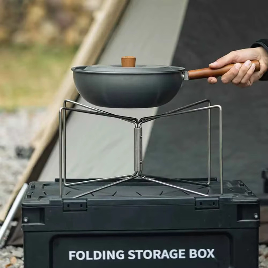 TARKA Camping-Box Klappbarer Camping-Tisch und Aufbewahrungsregal aus Metall in Schwarz und Silber - Bild 2