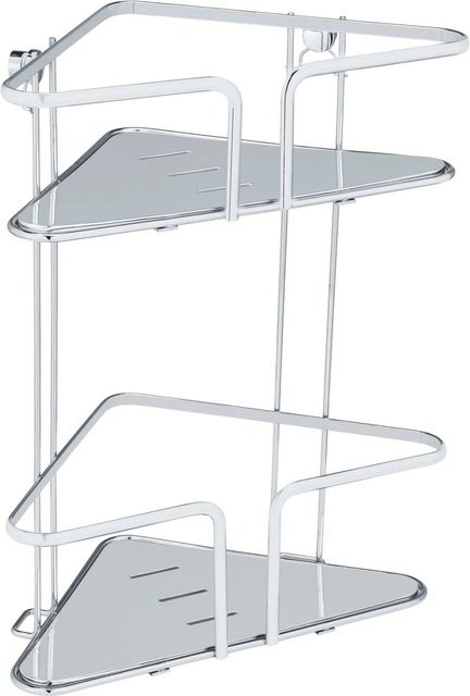 WENKO Eckregal Termoli Edelstahl in Silber, 2 Etagen, Wandmontage für Badezimmer und Duschbereich, B/T/H: 35,0 x 15,5 x 28,0 cm - Bild 1