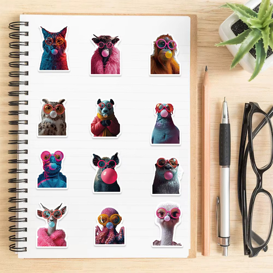 50 Stück wasserfeste Cartoon-Blasen-Tier-Aufkleber in Multicolour von BulingBulingStickers Store für Gepäck, Telefone und Laptops - Bild 3