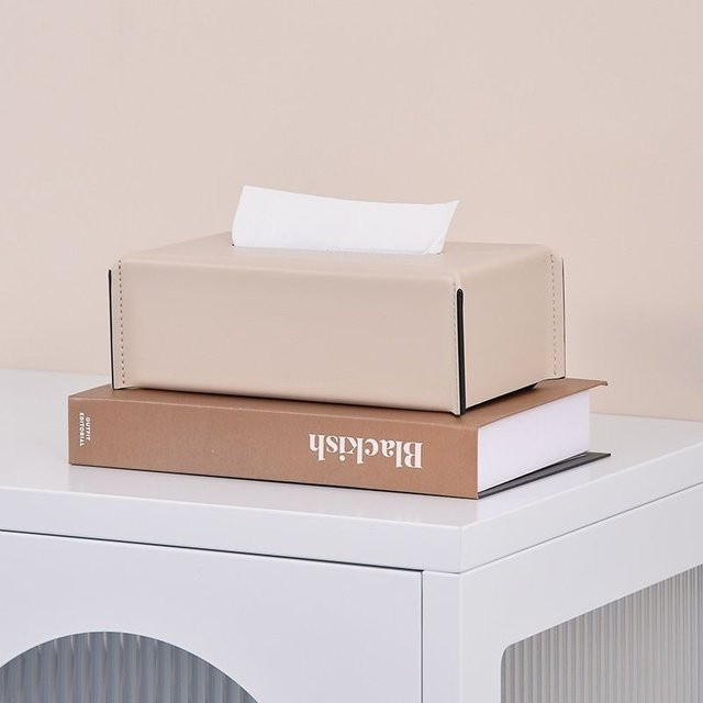CH CACILLO Taschentuchbox aus PU-Leder in Schwarz im nordischen Stil mit minimalistischem Design - Bild 1