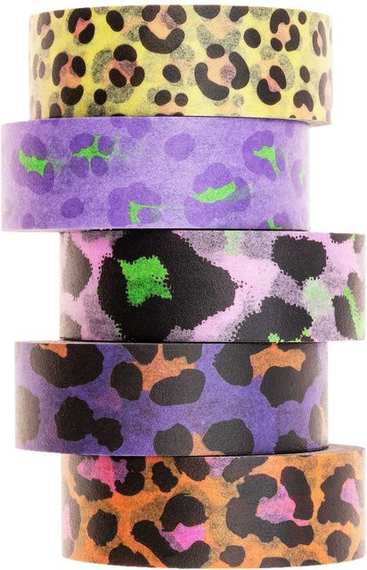 Rico Design Paper Poetry Washi Tape Set Acid Leo in Multicolor mit Orange, Lila, Rosa, Flieder und Gelb - Bild 1