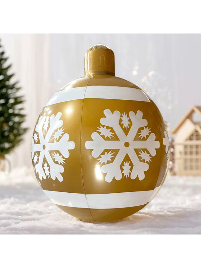 APWIKOGER Aufblasbare Weihnachtskugel in Gold mit floralem Design, 24 Zoll Weihnachtsdekoration für Außenbereich, Hof und Garten - Bild 5