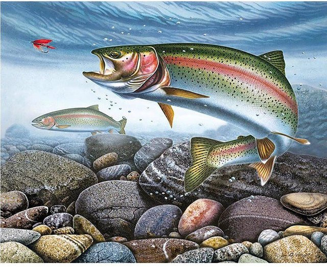 FIYO DIY 5D Diamant Malerei Set U-Boot und Fisch Mosaik Stickerei in Multicolour, B x H: 40 x 50 cm - Bild 1