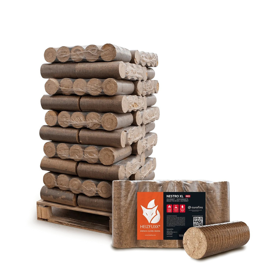 Heizfuxx Nestro XL Red Hartholz-Holzbriketts, 300 kg (30 x 10 kg) - Bild 2