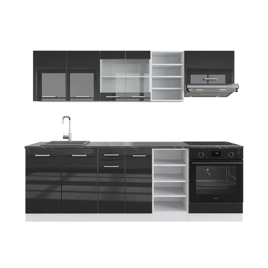 Vicco R-Line Küchenzeile in Anthrazit Hochglanz und Weiß, Breite: 240 cm - Bild 2