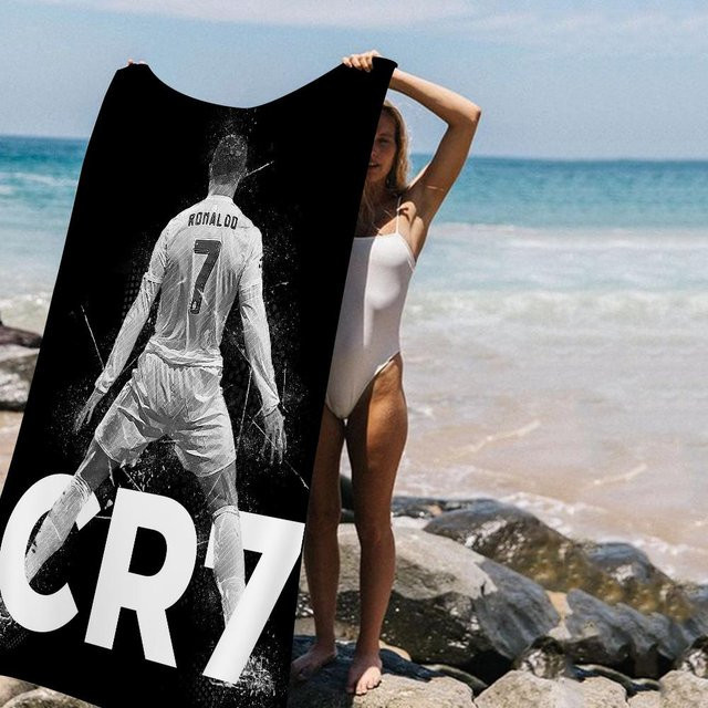 Ka Chen Muxi CR7 Cristiano Ronaldo Mikrofaser Strandtuch, schnelltrocknend und weich, B: 30 cm, H: 60 cm - Bild 1