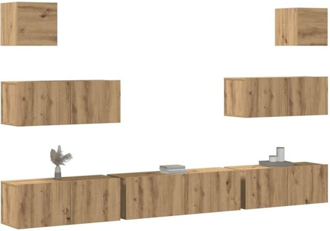 Vidaxl 7-teiliges TV-Schrank-Set Artisan-Eiche in Eiche Natur mit Drehtüren zur Wandmontage - Bild 1