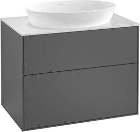 V&B Waschtischunterschrank Finion mit Wandbeleuchtung in Blau lackiert, Breite: 80 cm, Tiefe: 50,1 cm - Bild 1