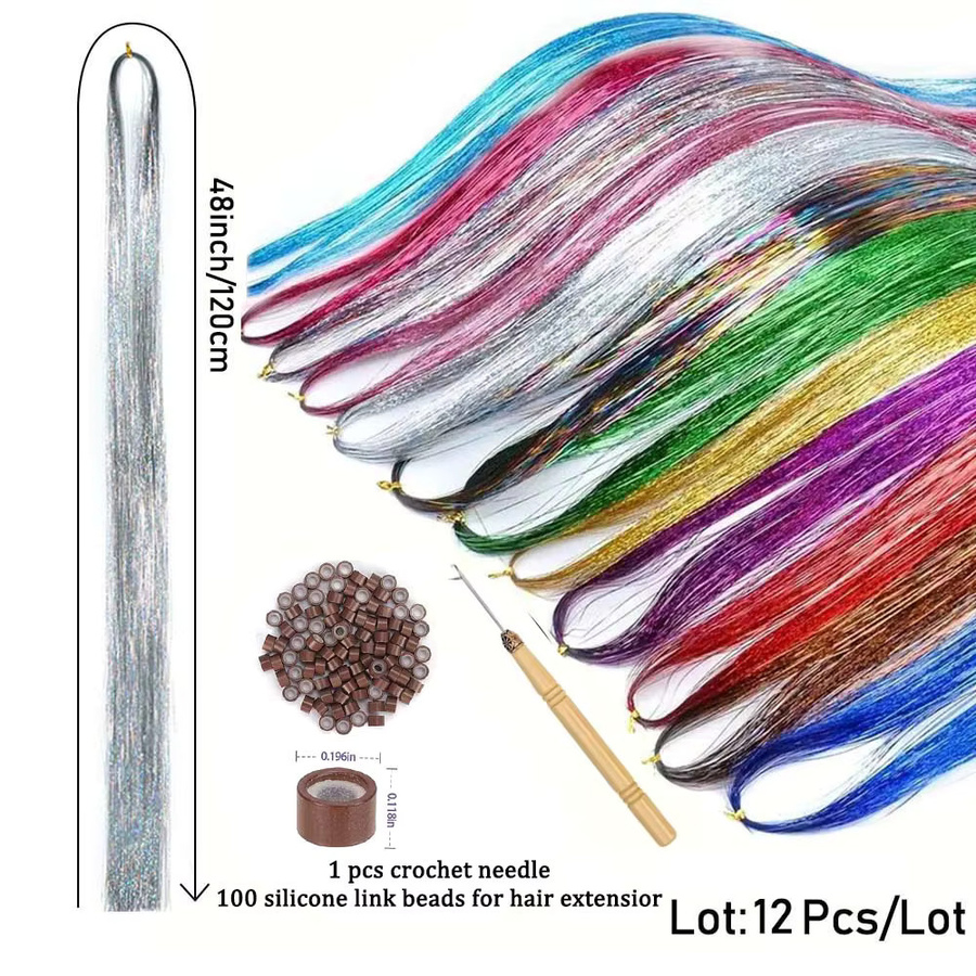 Refeeny Lametta-Set aus synthetischem Haar, 12 Farben, hitzebeständig - Bild 3