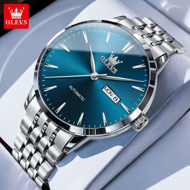 OLEVS Armbanduhr Automatik, Edelstahl, Blau, Herren - Bild 1