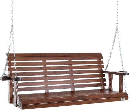 VEVOR Hollywoodschaukel aus Zedernholz in Braun mit Aufhängeketten, B/T/H: 170,2 x 71,0 x 60,0 cm - Bild 1