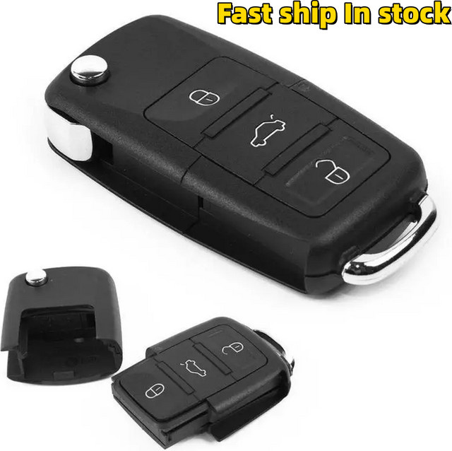 VW 3-Tasten-Rohling-Autoschlüssel mit Fernbedienung in Schwarz für Käfer, Caddy, Eos, Golf, Jetta, Polo, Scirocco, Tiguan, Touran und UP - Bild 1
