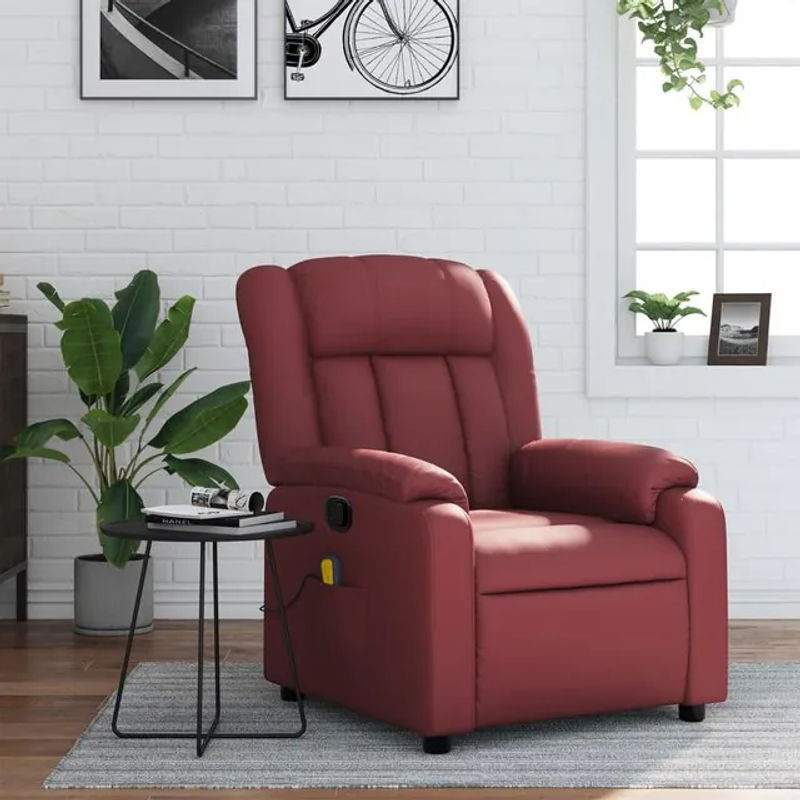 Vidaxl Klappbarer Massagesessel Relaxsessel aus Kunstleder in Rot - Bild 1