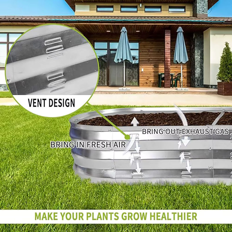 Hochbeet-Kit aus verzinktem Stahl in Silber, Pflanzgefäß für die Gartenarbeit im Freien, B/T/H: 121,92 x 60,96 x 30,48 cm - Bild 4
