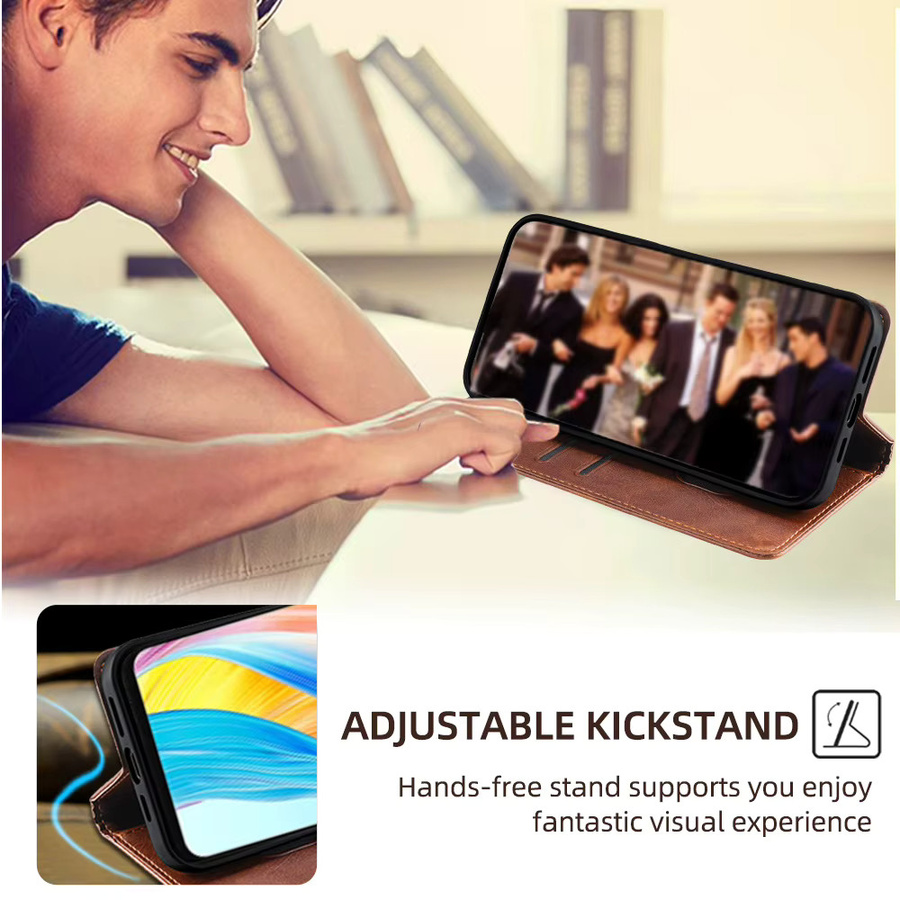 Business Leder Flip-Cover Schutzhülle für Honor X90 X80 X70 Pro Plus in Braun - Bild 2