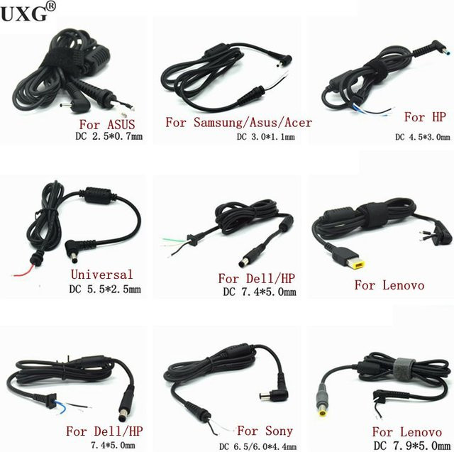 Universal DC Netzteil-Anschlusskabel für Ladegeräte in Schwarz mit Klinkenstecker 7,9 mm 5,5 mm 6,5 mm 2,5 mm 3,0 mm für Samsung HP Dell Sony Toshiba Asus Acer Lenovo - Bild 1