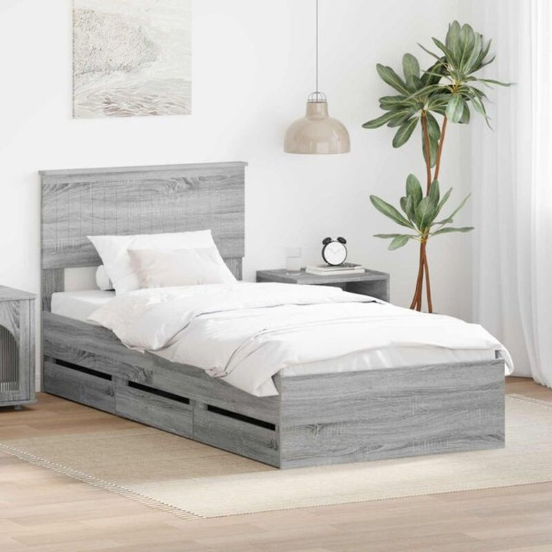 Modernes Funktionsbett vidaXL aus Holzwerkstoff in Grau, B/T/H: 190 x 90 x 93 cm - Bild 1