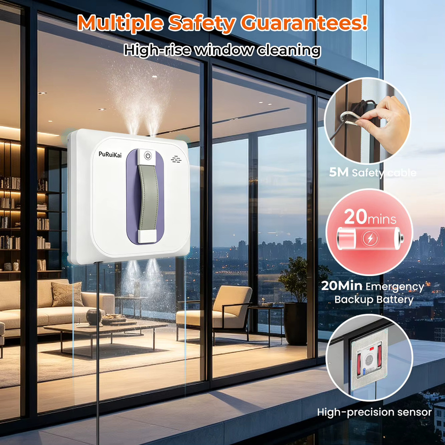 PuRuikai Fensterputzroboter mit vier Düsen und automatischer Sprühfunktion in Grün-Weiß - Bild 2